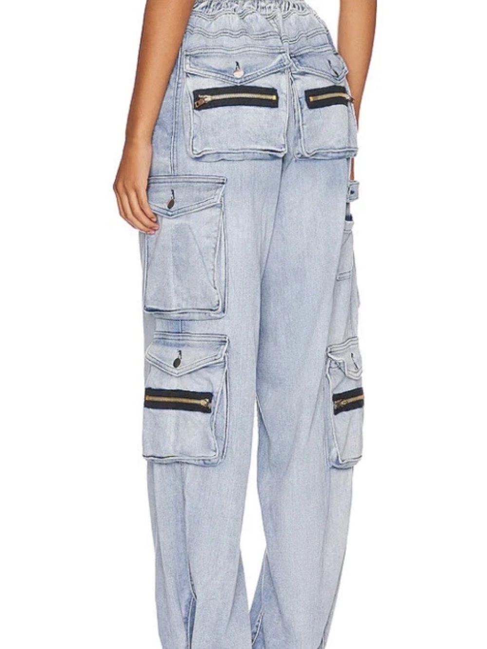 EB Denim Cargo Pants Rain Wash Denim Cargos Patch Pockets Revolve NWT S - Picture 2 of 7